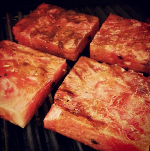 Grilled Watermelon on grill